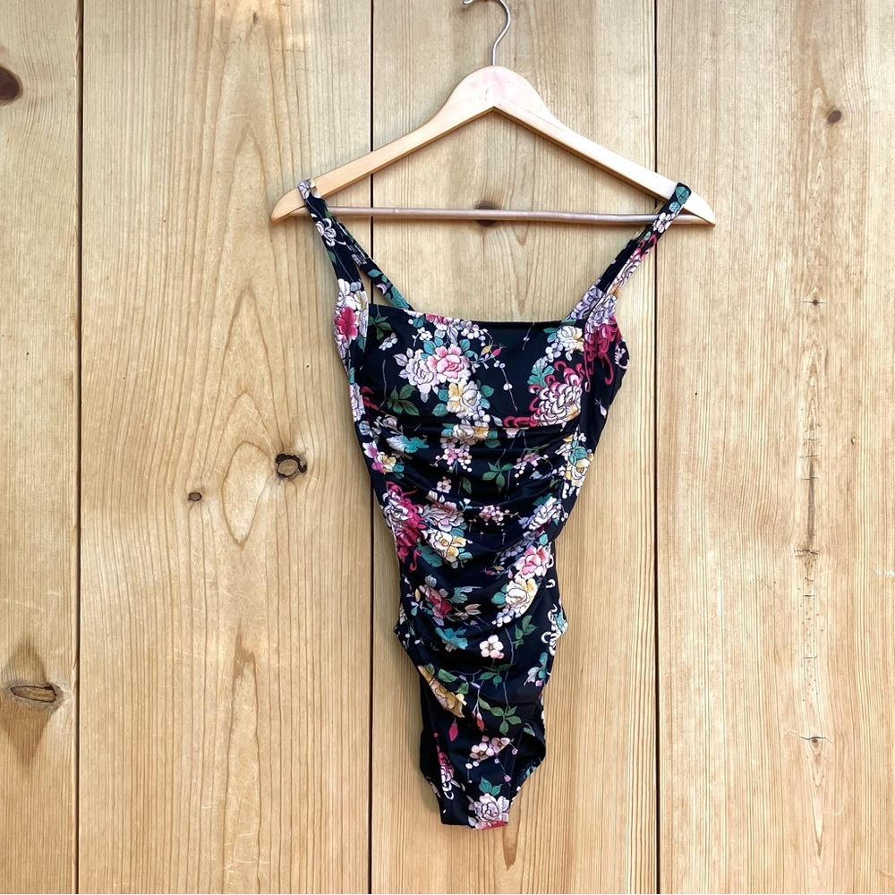 Johnny Was Floral Black One Piece Swimsuit